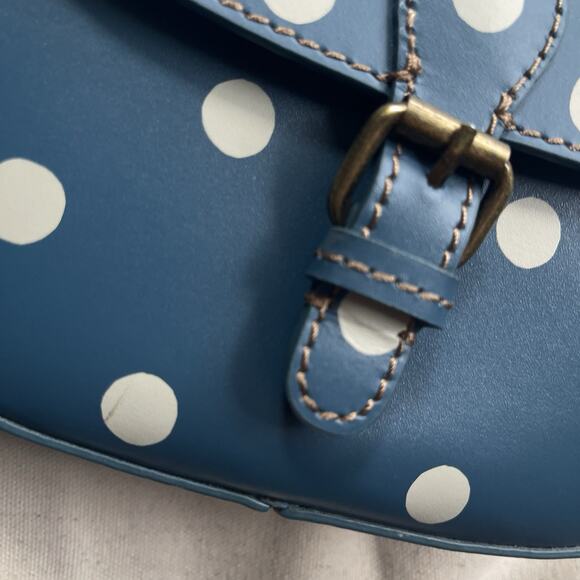 Cath Kidston London Blue Polka Dot Leather Crossbody Satchel Bag w/Dust Bag - Picture 8 of 15
